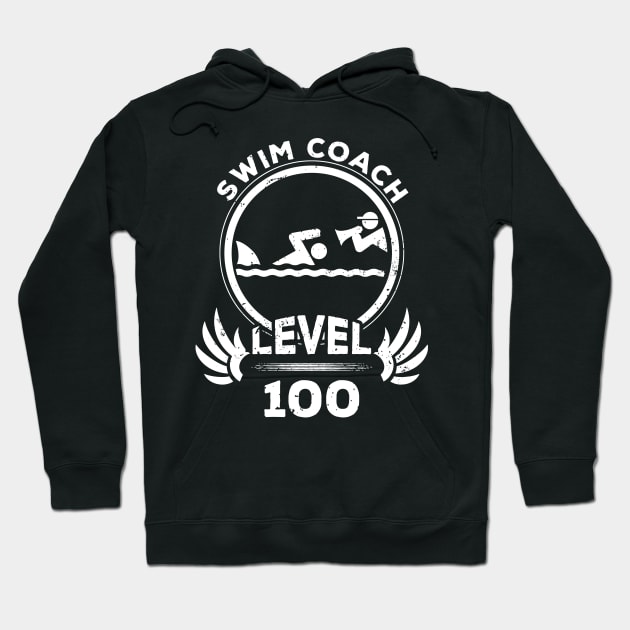 Level 100 Swim Coach Swimming Trainer Gift Hoodie by atomguy